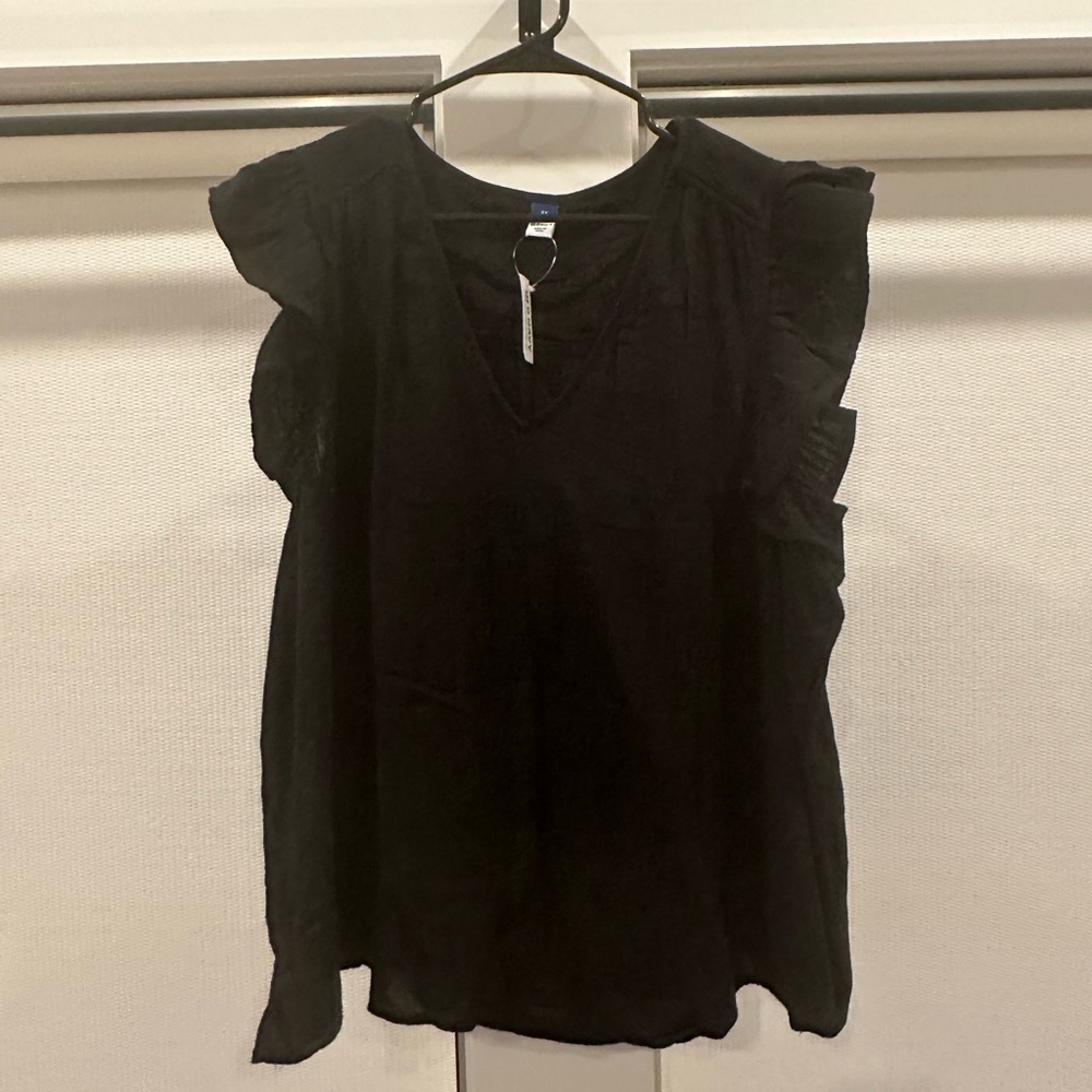 Old Navy Black Ruffle Sleeve Blouse